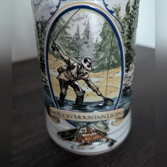 Coors Beer Stein Rocky Mountain Legend Fisherman - Picture 5 of 9